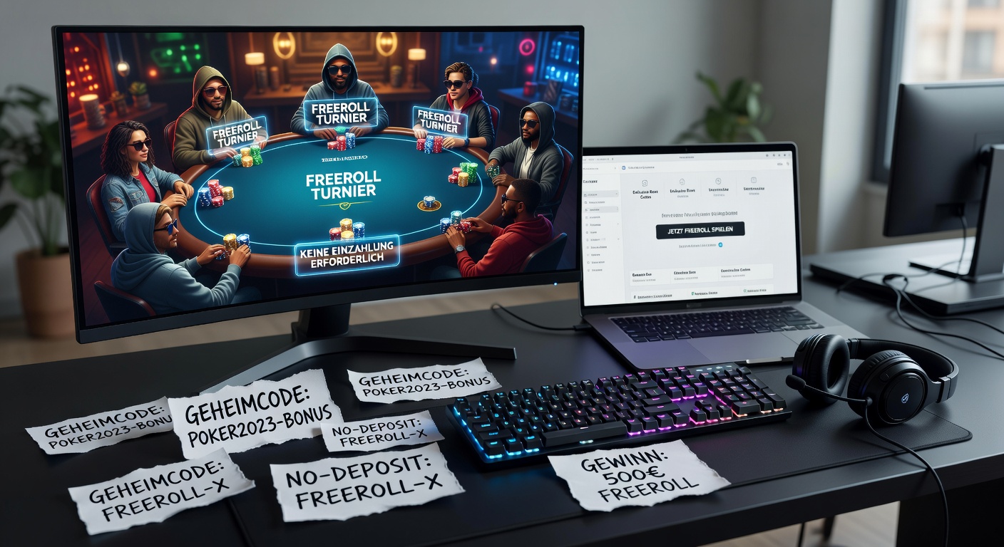Nahaufnahme eines Smartphones mit Poker-App, Secret-Code-Eingabe und Freeroll-Turnierlobby